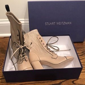 Stuart Weitzman lace up 4” heeled  combat bootie